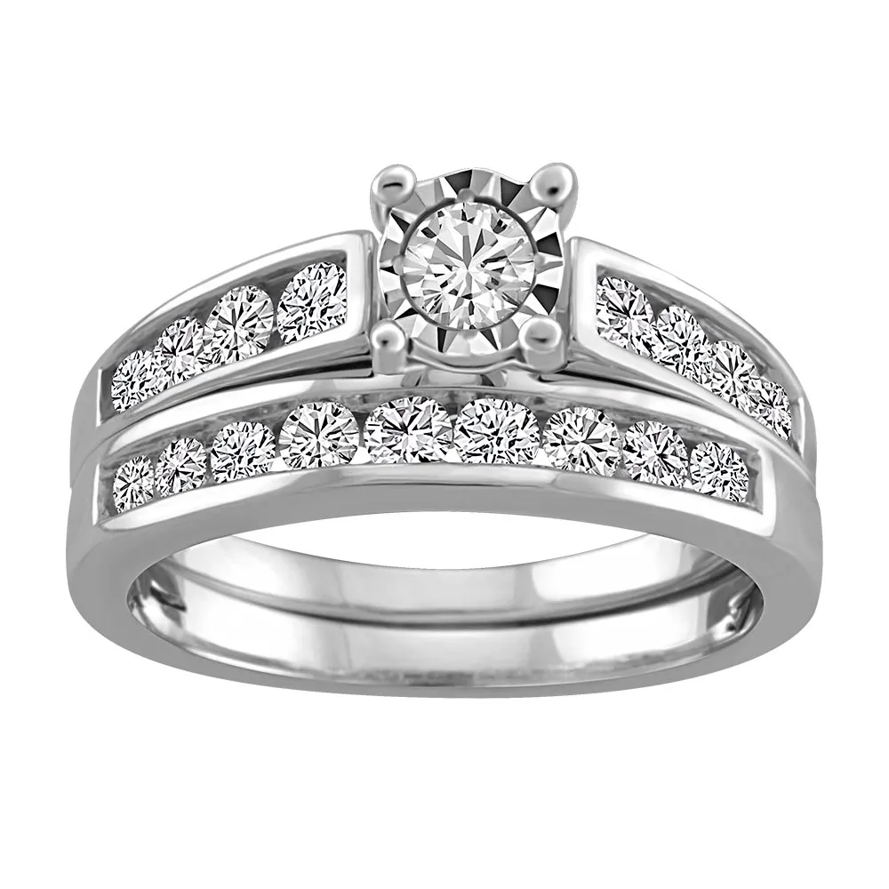 Bridal Set with Carat TW of Diamonds in 10kt White Gold