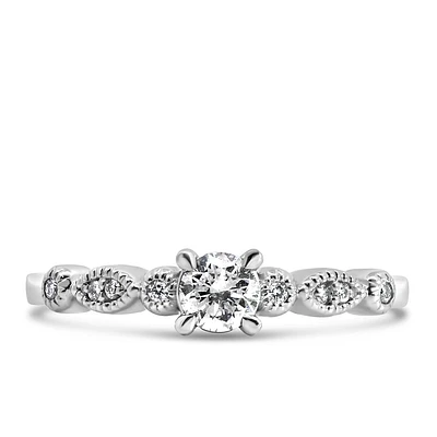 Colourless Collection Solitaire Engagement Ring with .31 Carat TW of Diamonds 18kt White Gold