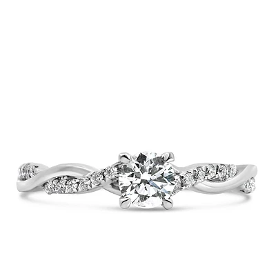 Northern Facet Ideal Cut Solitaire Engagement Ring with .29 Carat TW of Diamonds 18kt White Gold