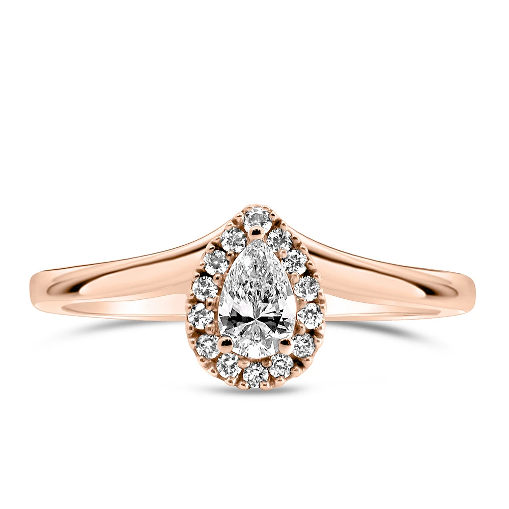 Colourless Collection Halo Engagement Ring with .27 Carat TW of Diamonds 18kt Rose Gold