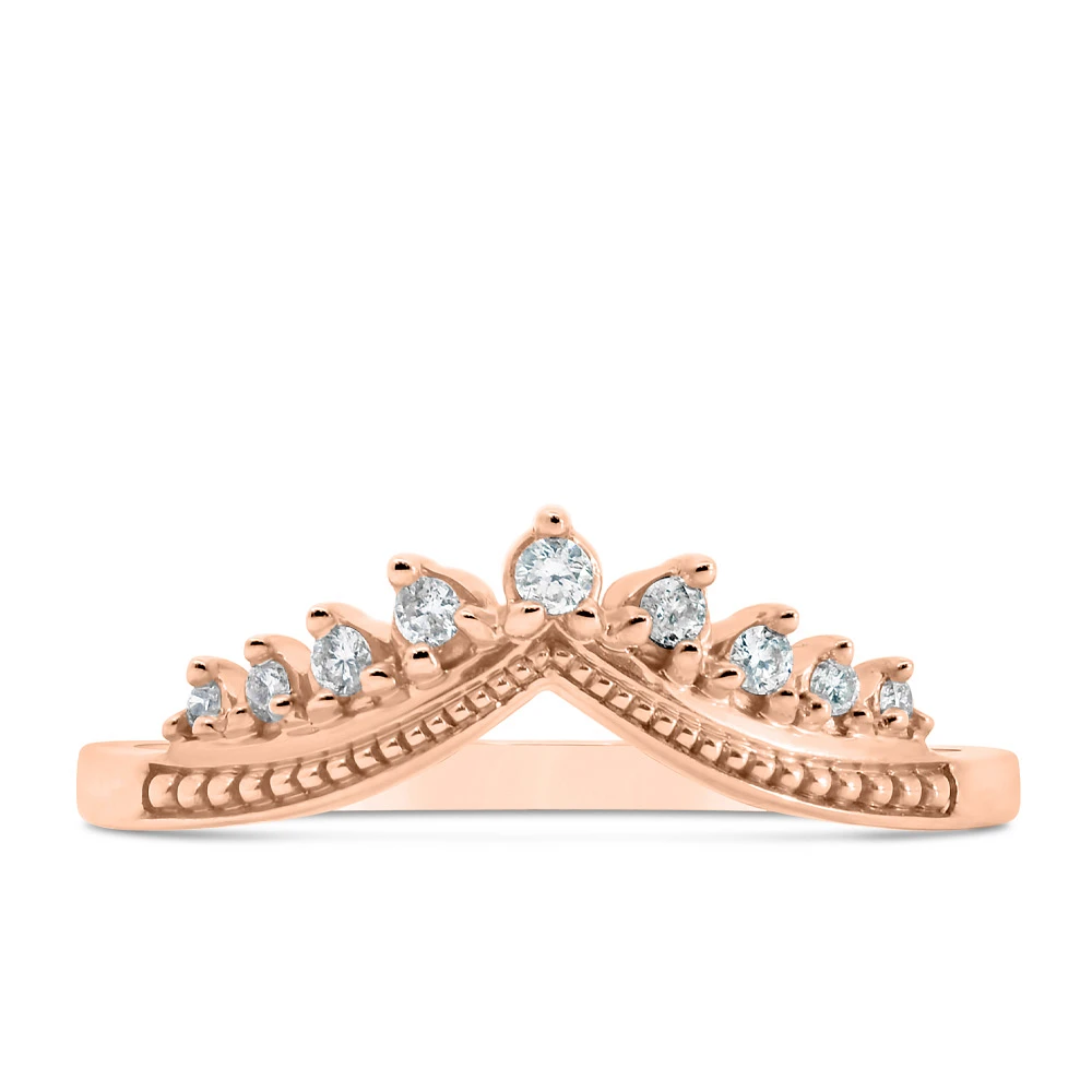 Stackable Chevron Ring with .10 Carat TW of Diamonds 10kt Rose Gold