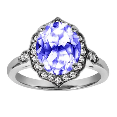 Ring with Tanzanite and Carat TW of Diamonds in 14kt White Gold