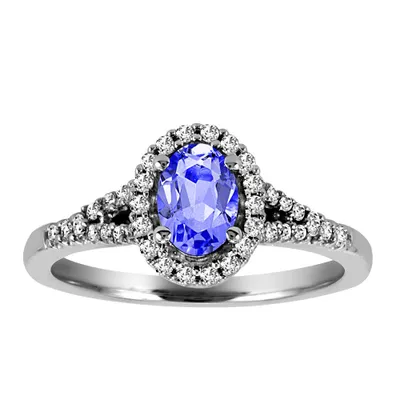 Ring with Tanzanite and .20 Carat TW of Diamonds 10kt White Gold