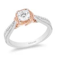 Enchanted Disney Belle Engagement Ring with .75 Carat TW of Diamonds in 14kt White and Rose Gold