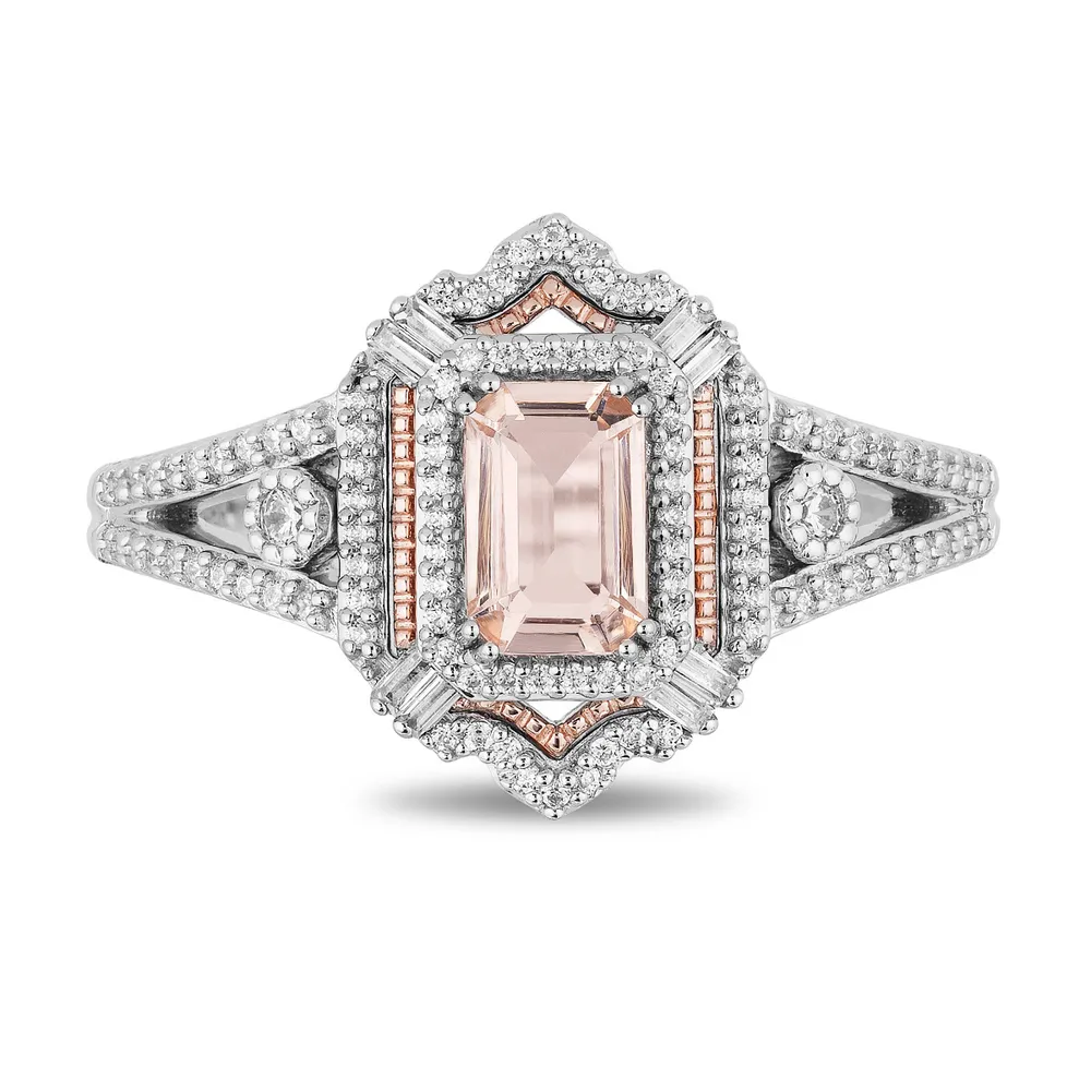 Enchanted Disney Aurora Ring with .25 Carat TW of Diamonds in Sterling Silver and 10kt Rose Gold