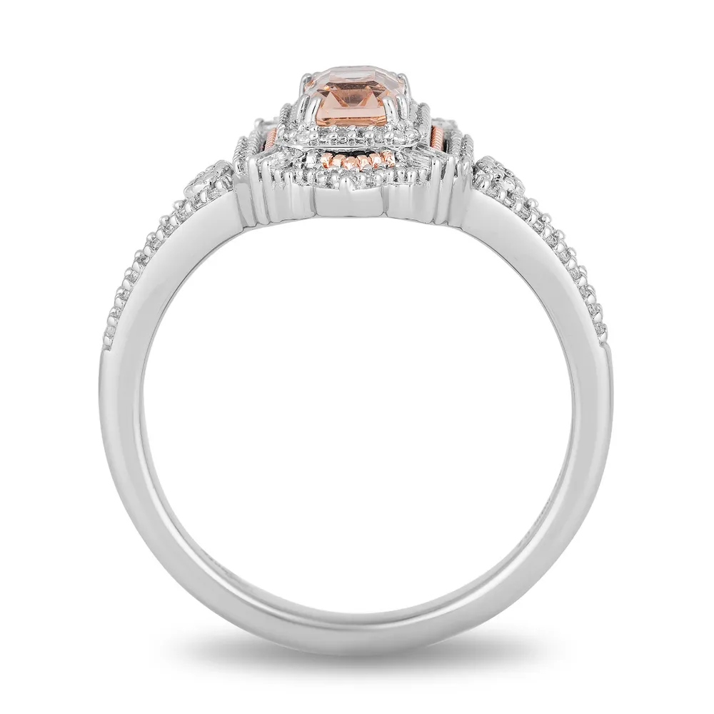 Enchanted Disney Aurora Ring with .25 Carat TW of Diamonds in Sterling Silver and 10kt Rose Gold