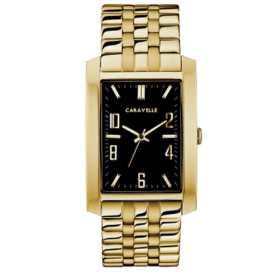 Bulova Men’s Caravelle Rectangular Gold Tone Bracelet Dress Watch