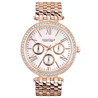 Bulova Women’s Caravelle New York Rose Tone Crystal Bezel Watch