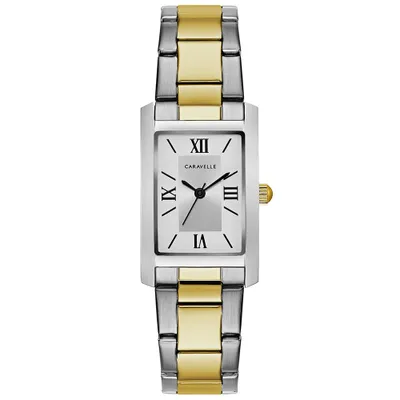 Bulova Women’s Caravelle Two Tone Stainless Steel Rectangular Face Watch