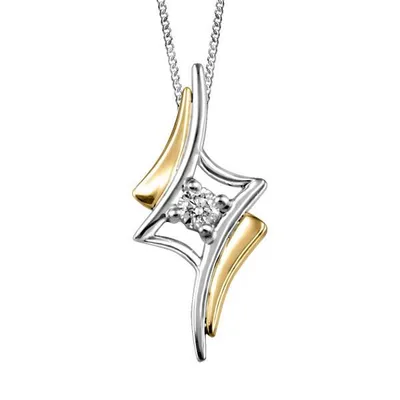 Fire of the North Canadian Diamond Pendant with .14 Carat White and Yellow Gold Chain