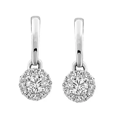 Fire of the North Halo Drop Earrings with .50 Carat TW Diamonds 14kt White Gold