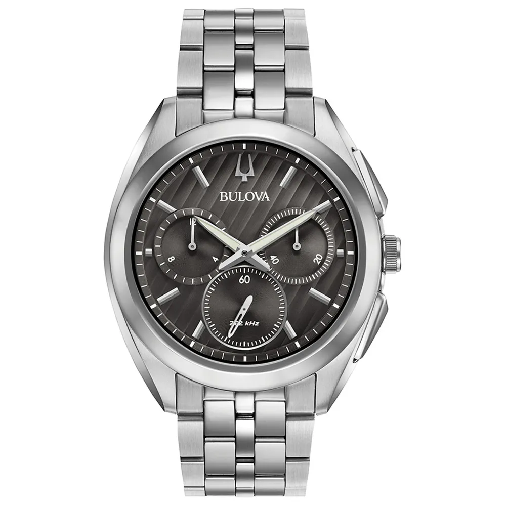 Bulova Men’s Silver Tone Black Dial Chronograph Watch