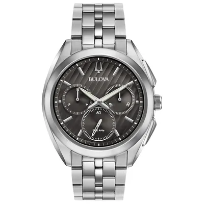 Bulova Men’s Silver Tone Black Dial Chronograph Watch