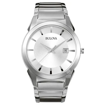 Bulova Men’s Silver Tone Stainless Steel Calendar Watch