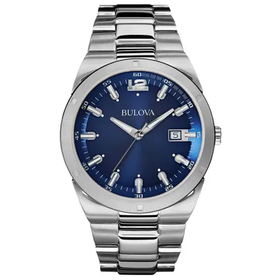 Bulova Men’s Classic Analog Silver Tone Blue Dial Watch