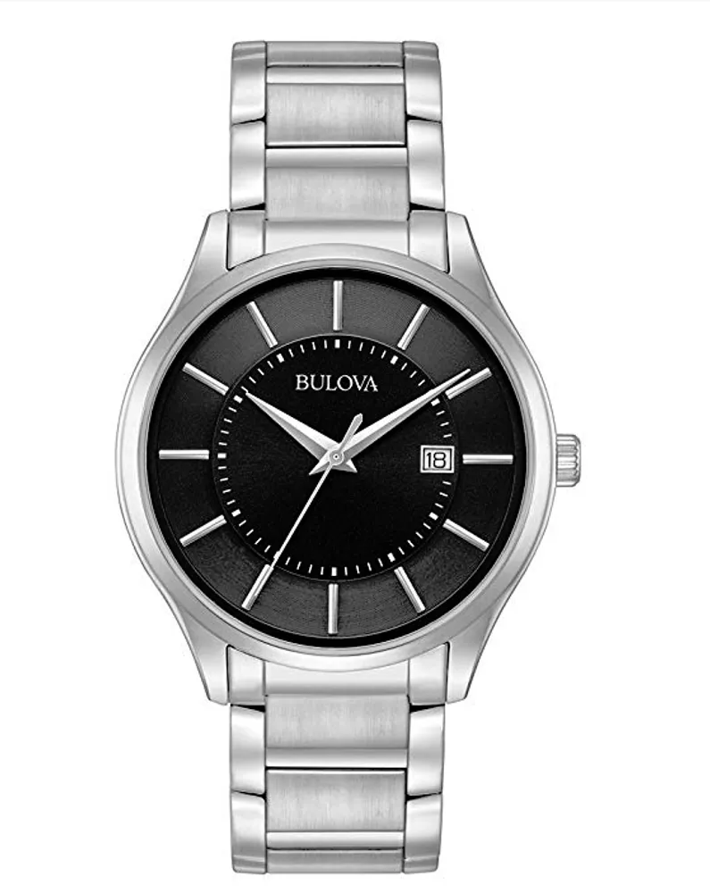 Men’s Bulova Silver Tone Black Dial Dress Watch