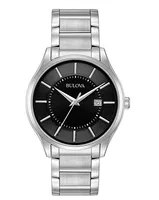 Men’s Bulova Silver Tone Black Dial Dress Watch