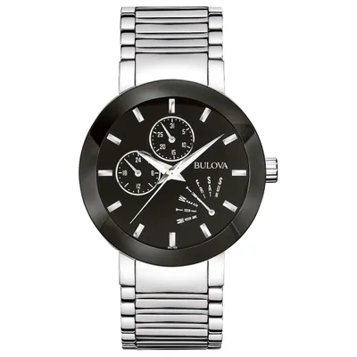 Bulova Men’s Stainless Steel Black Dial Watch