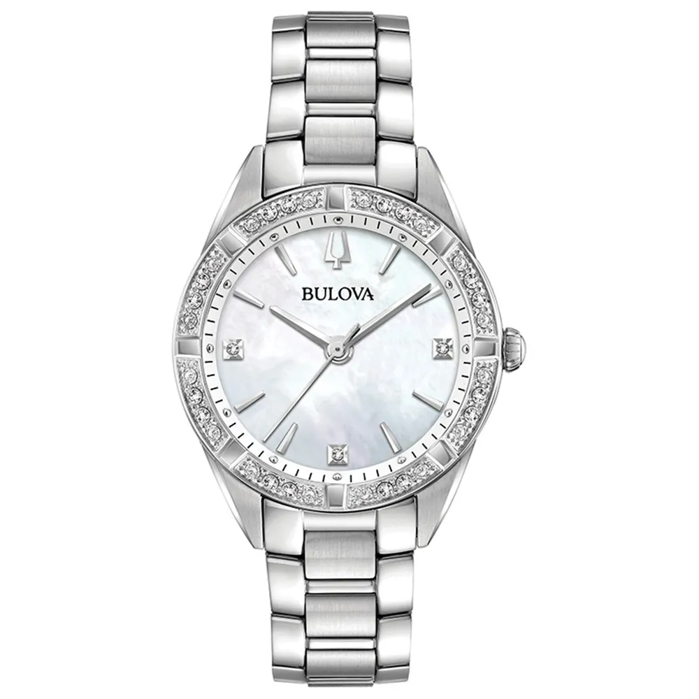 Bulova Women’s Silver Tone Diamond Accented Calendar Watch