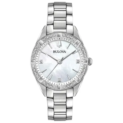 Bulova Women’s Silver Tone Diamond Accented Calendar Watch