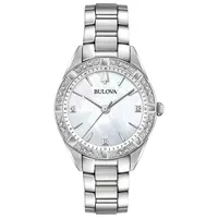 Bulova Women’s Silver Tone Diamond Accented Calendar Watch