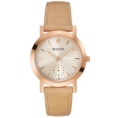 Bulova Women’s Classic Rose Tone Sand Leather Strap Watch