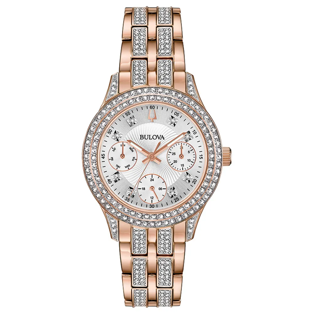 Bulova Women’s Swarovski Crystal Rose Tone Watch