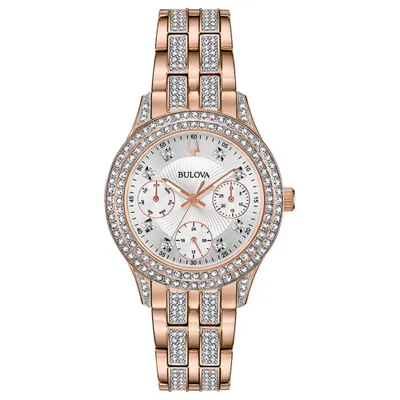 Bulova Women’s Swarovski Crystal Rose Tone Watch