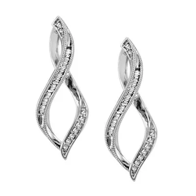 Twisted Hoop Earrings with .20 Carat TW of Diamonds 10kt White Gold