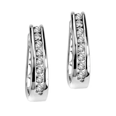 Hoop Earrings with 1.00 Carat TW of Diamonds 10kt White Gold