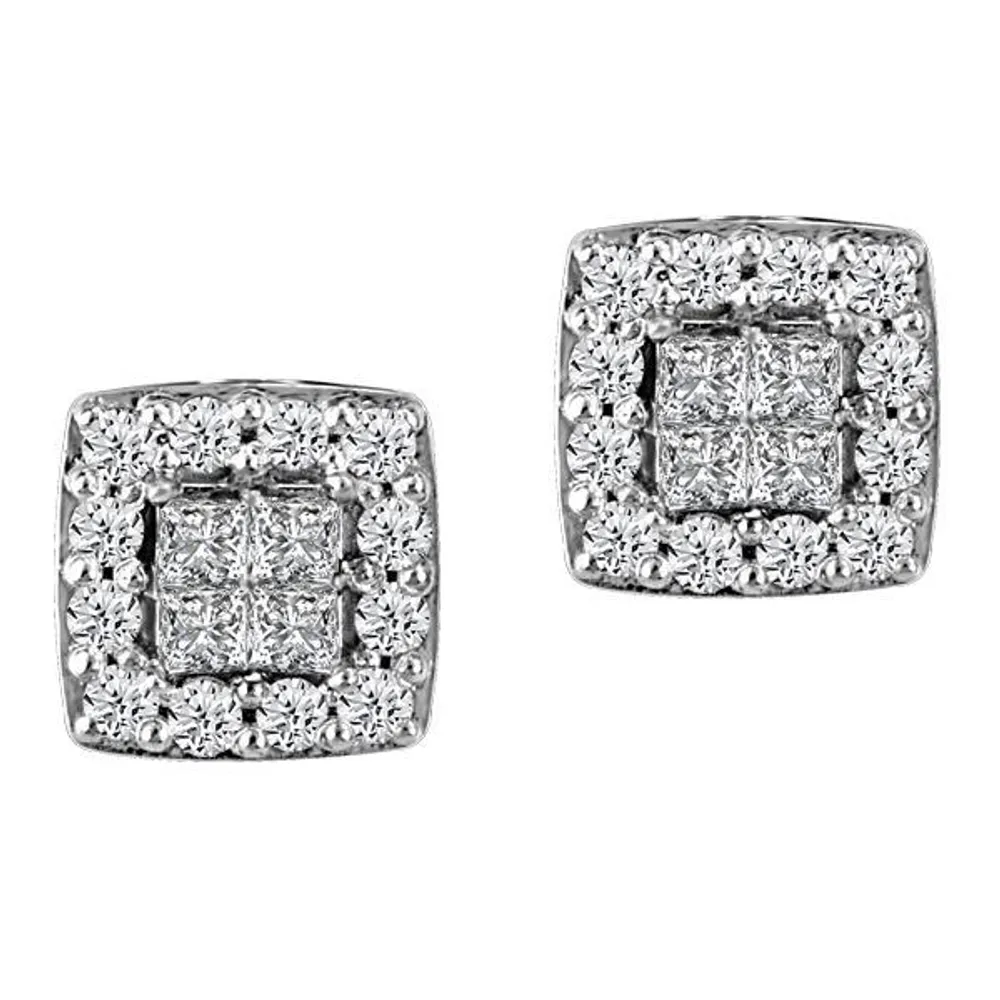 Halo Earrings with .33 Carat TW of Diamonds 10kt White Gold