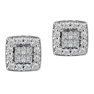 Halo Earrings with .33 Carat TW of Diamonds 10kt White Gold