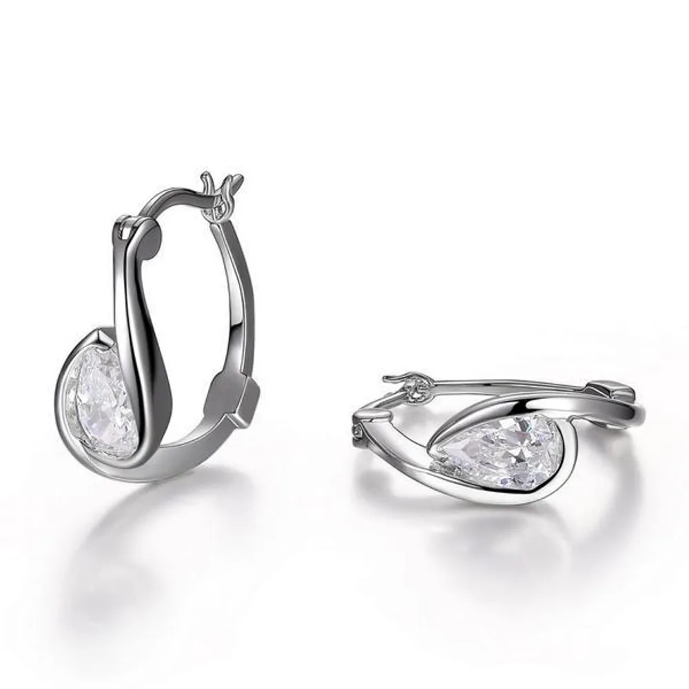 Elle Promise Pear Earrings with Cubic Zirconia in Sterling Silver