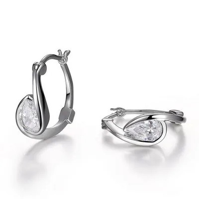 Elle Promise Pear Earrings with Cubic Zirconia in Sterling Silver