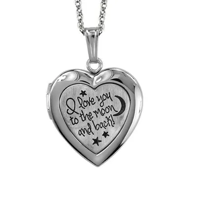 Heart Locket in Sterling Silver with Chain