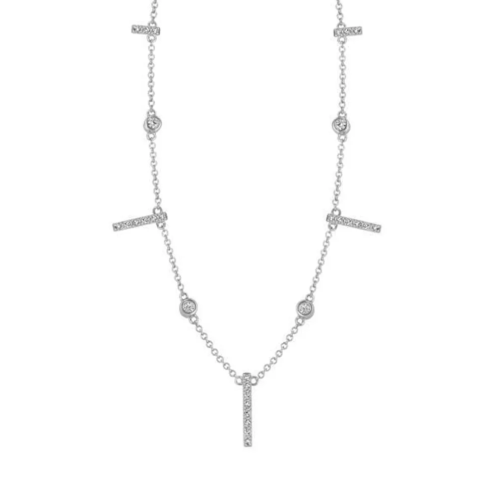 18″ Geometric Necklace with .25 Carat TW of Diamonds in Sterling Silver with Chain