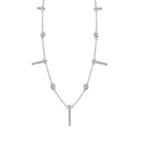 18″ Geometric Necklace with .25 Carat TW of Diamonds in Sterling Silver with Chain