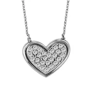 18″ Heart Necklace with Cubic Zirconia in Sterling Silver