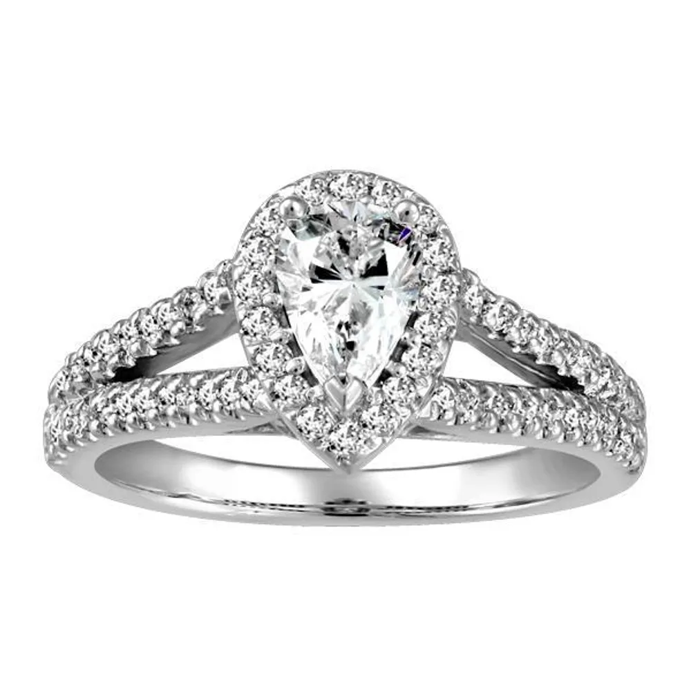 Engagement Ring with .86 Carat TW of Diamonds 18kt White Gold