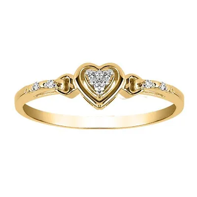 Heart Ring with .05 Carat of Diamonds in 10kt Yellow Gold