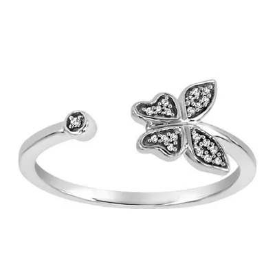 Butterfly Ring with .04 Carat TW of Diamonds in 10kt White Gold