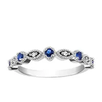 Ring with Blue Sapphire and .02 Carat TW of Diamonds in 10kt White Gold