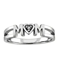 Mom Ring with .01 Carat Diamond 10kt White Gold