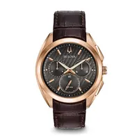 Mens Bulova Curv Rose Tone Chronograph Watch