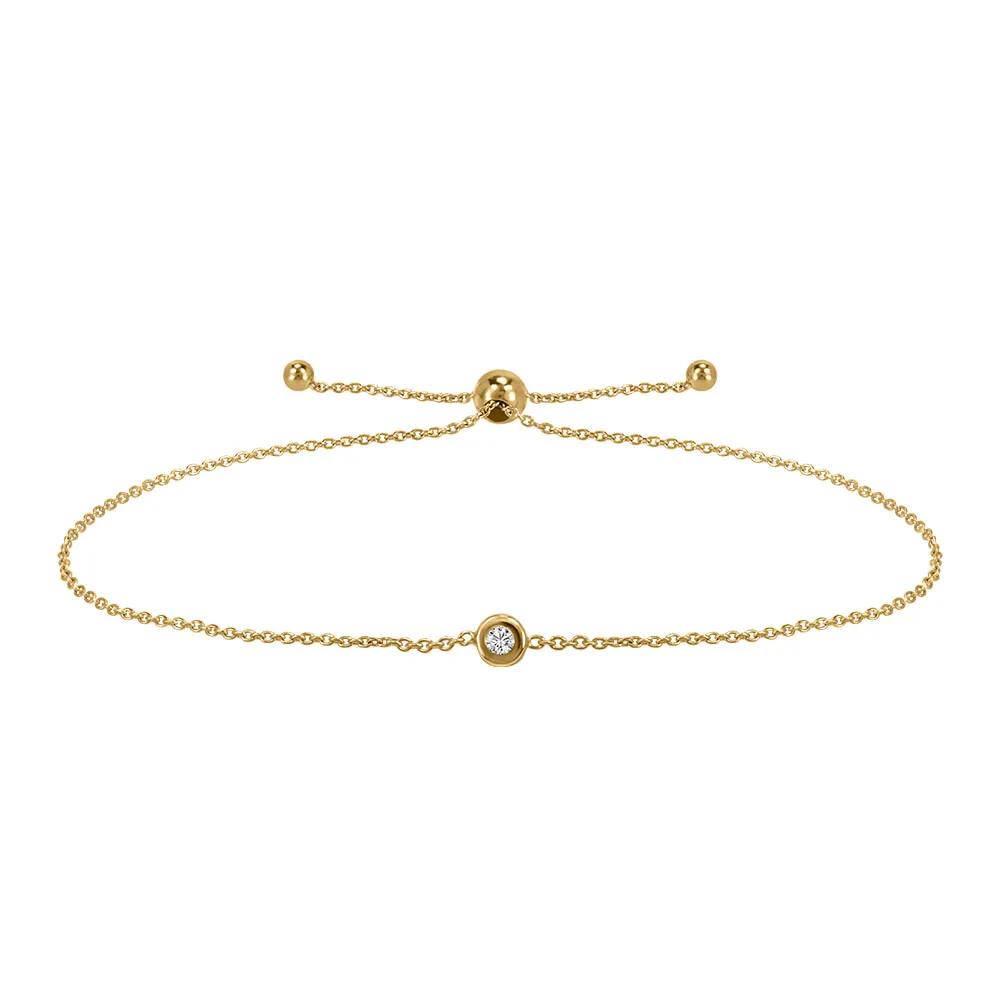 Adjustable Bracelet with Cubic Zirconia in 10kt Yellow Gold