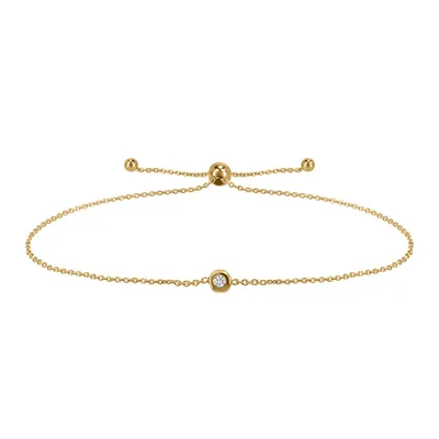 Adjustable Bracelet with Cubic Zirconia in 10kt Yellow Gold