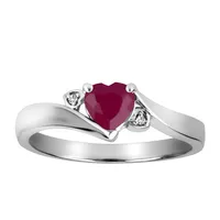 Ring with Ruby and .01 Carat TW of Diamonds in 10kt White Gold