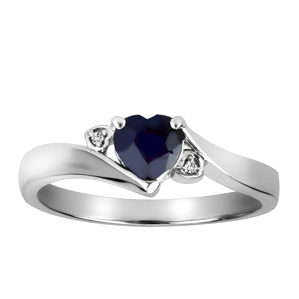 Ring with Blue Sapphire and Carat TW of Diamonds in 10kt White Gold