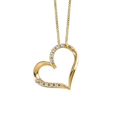 Heart Pendant with .07 Carat TW of Diamonds 10kt Yellow Gold Chain