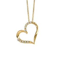 Heart Pendant with .07 Carat TW of Diamonds 10kt Yellow Gold Chain